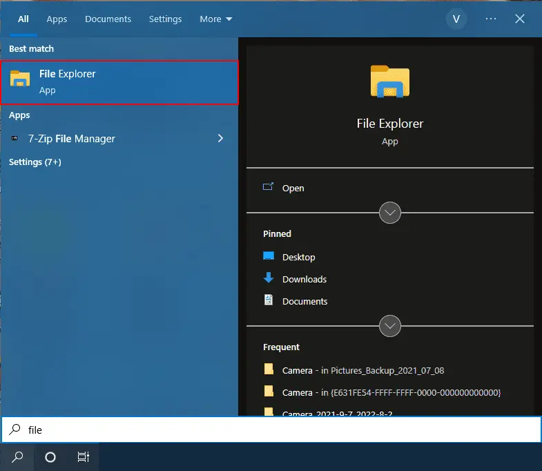file explorer search