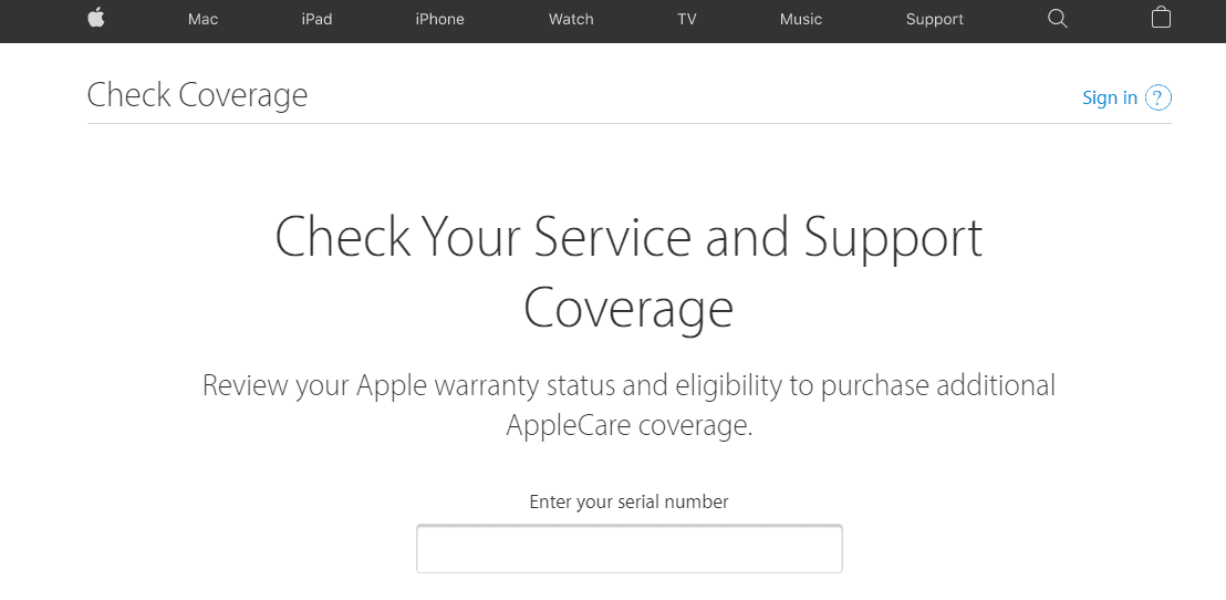 Check coverage apple