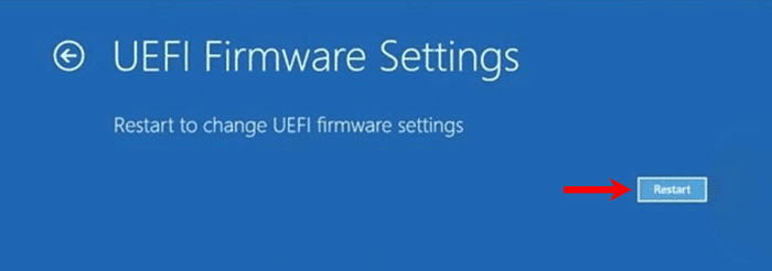 UEFI Firmware Settings Restart